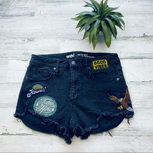 Mossimo high rise shorts with patches size 8